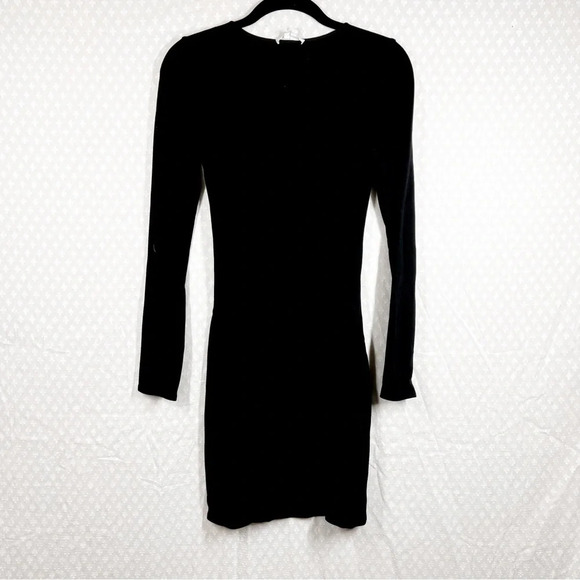 Helmut Lang Black Long Sleeve Knit Bodycon Dress - Picture 1 of 5